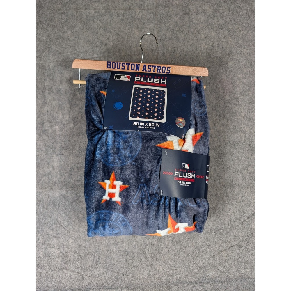 Houston Astros MLB Pegasus Sports Super Soft Plush Throw Blanket Navy Blue Logo